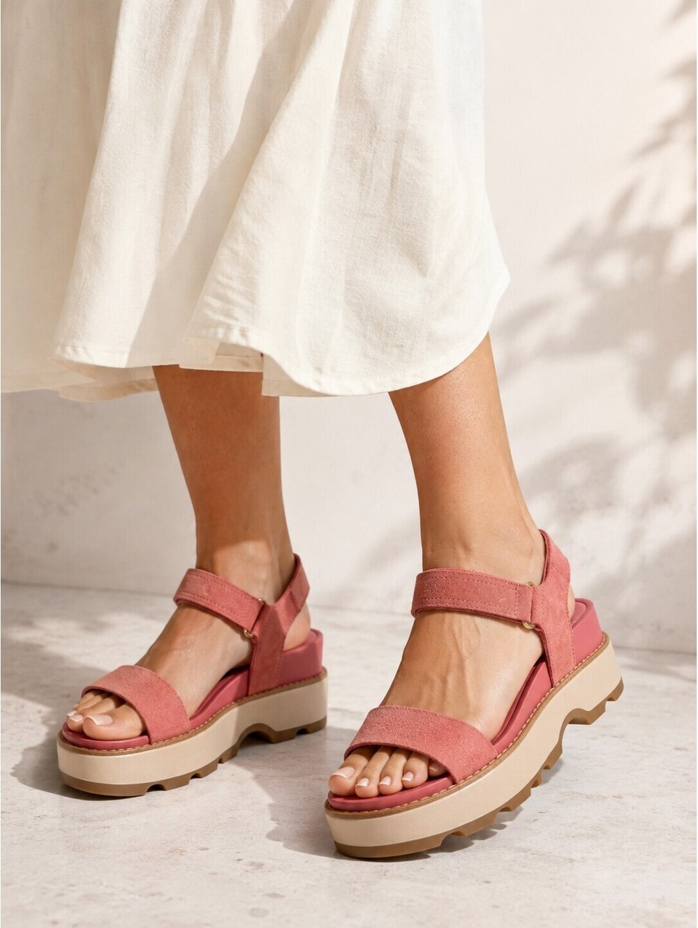 Sorel Platform Sandals Women's Coral Suede Ankle Strap Size 9.5 NWT